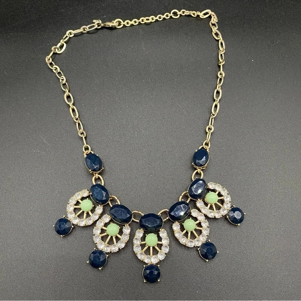 J. Crew Sparkly Statement Bib Necklace in Navy Blue